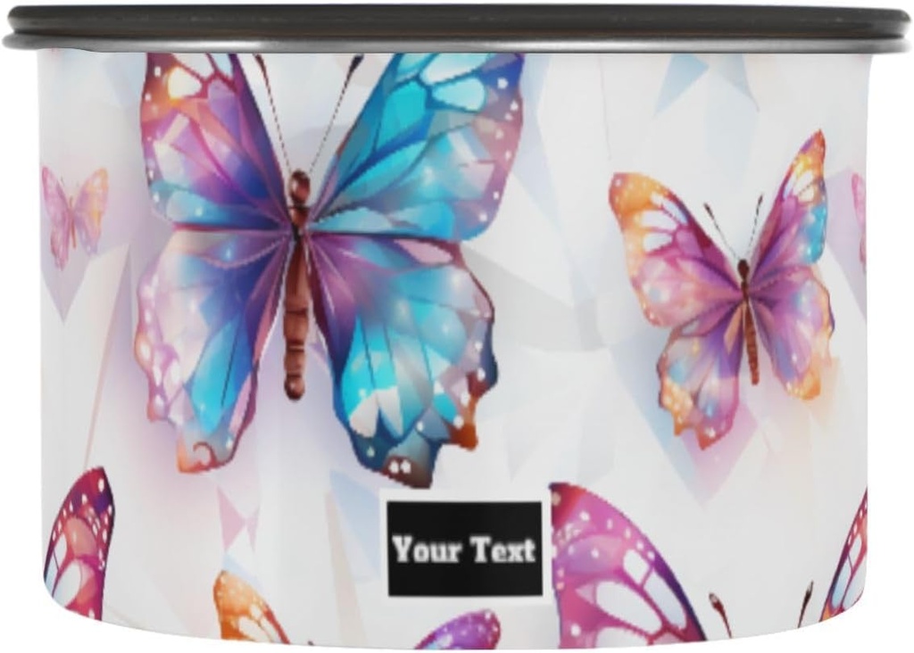 ALAZA Rainbow Butterfly Airtight Coffee Bean Canister Customed 17oz Food Storage Containers with Lids For Gournd, Tea, Sugar, Flour, Rice, Cereal, Candy Cookie Jar
