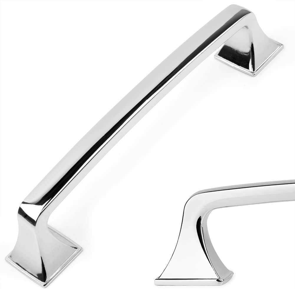 KOOFIZO 10 Pack 5 Inch Polished Chrome Kitchen Cabinet Pulls Chrome Cabinet Handles Chrome Cabinet Hardware for Kitchen Cabinets 1953 Drawer Dresser Cupboard Bedroom Bathroom