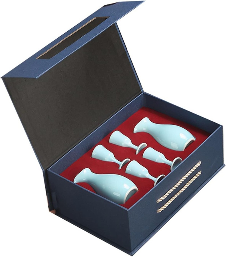 6 Pieces Sake Set Traditional Ceramics Sake Cup Set Elegant Design Best Gift for Family and Friends with 4 Sake Cups 2 Sake Pot Cups
