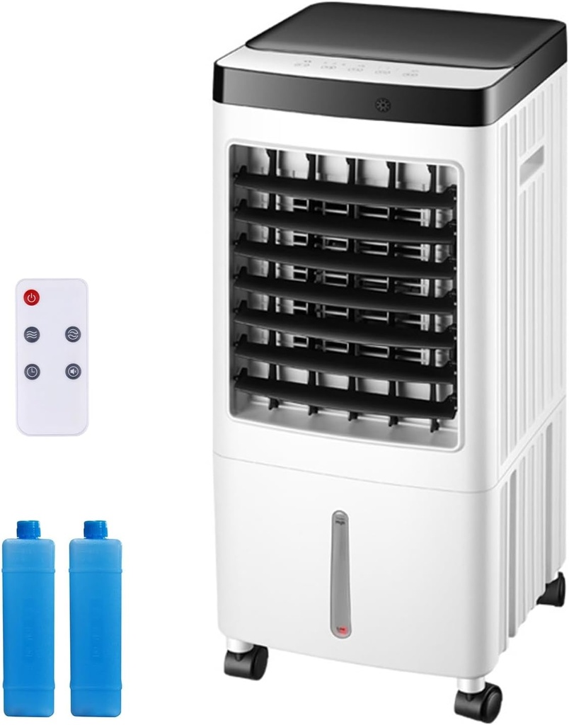 Portable Swamp Coolers, 3-in-1 Portable Evaporative Coolers with 10 L/2.6 Gal Water Tank, 7H Timer, 3 Speeds, 60° Oscillation, for Indooor Outdoor