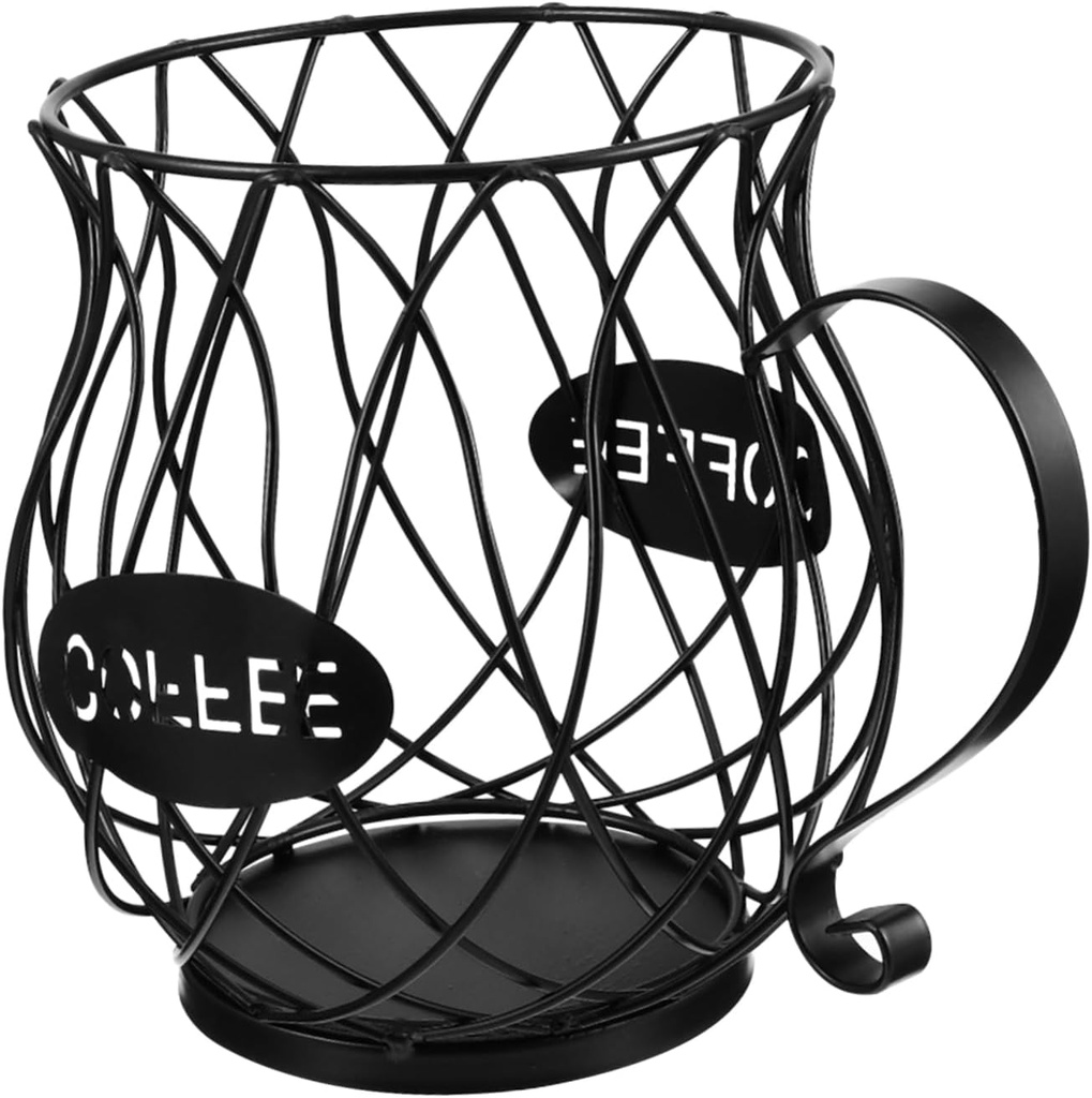 STOBAZA 1pc Black Iron Fruit Storage Basket and Coffee Capsule Holder Organizer Elegant Design for Kitchen and Home Sturdy Coffee Mug Keeper Space-saving Storage