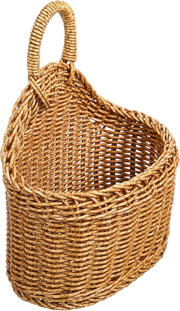PartyKindom Hanging Woven Storage Basket: Vegetable Fruit Ginger Garlic Storage Basket Rustic Handmade Woven Wall