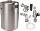 Beer Growler Tap System, 5L Mini Stainless Steel Keg Pressurized Stainless Steel Home Keg Kit System with Faucet 150PSI Gauge