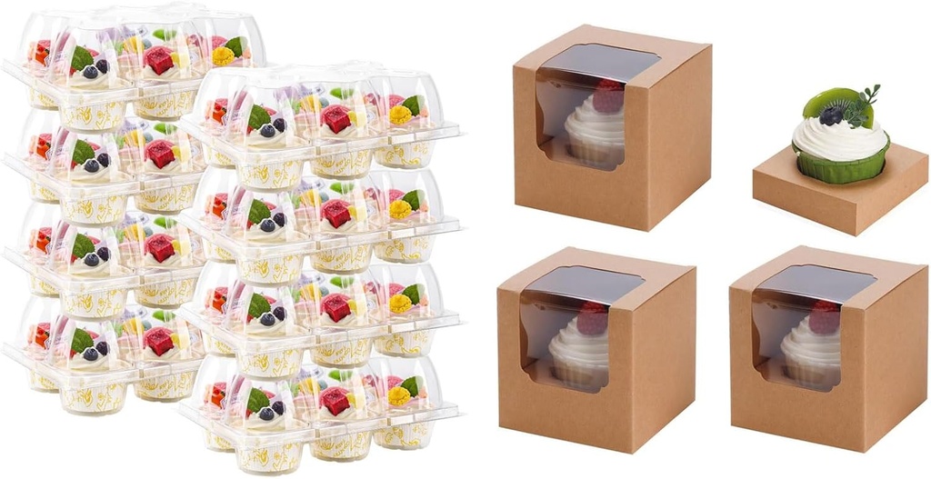 Bundle of 45 Pack Cupcake Holders and 25 Pcs Cupcake Boxes for Cupcakes Muffins Party Favors
