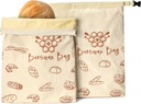 Reusable Bread Bags for Homemade Bread (XL,2 Pack) - Pure cotton Beeswax, Sourdough, Beeswax Bag,Storage Bag, Fresh and refrigerable, New Upgrade Food Storage Bag