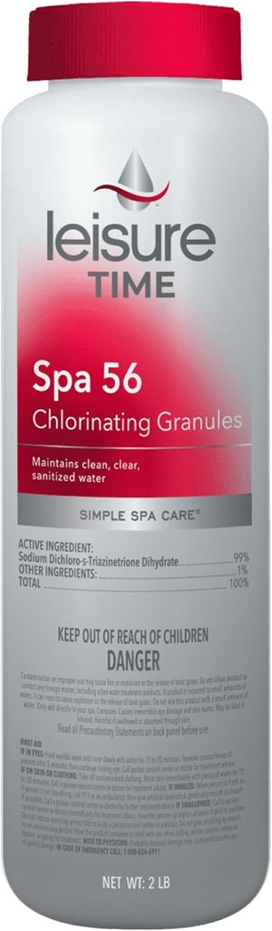 Leisure Time 22337A Spa 56 Chlorinating Granules, Bucket for Crystal Clear Water Maintenance, 2lbs