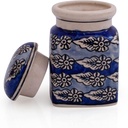 Decorative Ceramic Jar With Lid For Kitchen Pantry Countertop Home Dining Table Accessories Condiment Pickle Spice Coffee Tea Caddy Sugar Salt Herbs Food Storage Canister Holder Hand Painted