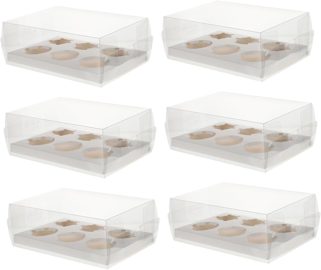 Luxshiny 6pcs Transparent Cake Boxes Dessert Packaging for Cupcakes Muffins Cookies Food Containers for Birthday Party Treats for Transport
