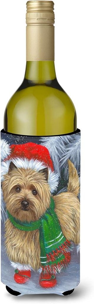 Caroline's Treasures PPP3058LITERK Cairn Terrier Christmas Red Boots Wine Bottle Hugger Bottle Cooler Sleeve Hugger Machine Washable Collapsible Insulator Beverage Insulated Holder