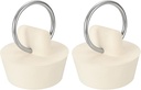 PATIKIL Tub Drain Stopper, 2Pcs for 7/8" to 1" Rubber Bath Tub Drain Sink Stopper with Pull Ring for Kitchen Sink Bathroom Laundry, White