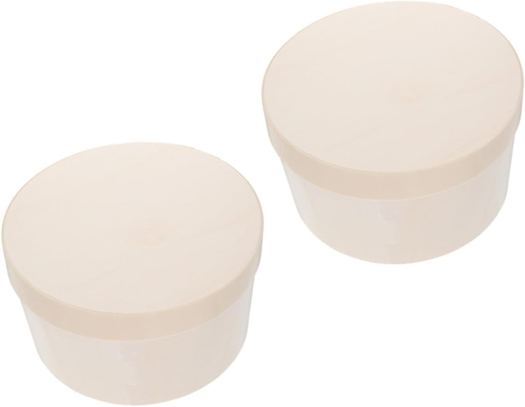 2pcs Round Wooden Cake Boxes Lid for Cupcake Dessert and Cheesecake Packaging Stylish Wooden Containers for Weddings Parties and Celebrations