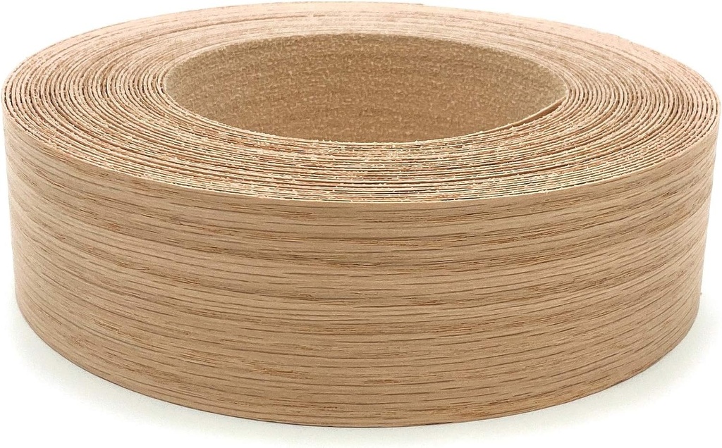 Edge Supply Red Oak 1-1/2" x 25' Roll Preglued, Wood Veneer Edge Banding, Iron on with Hot Melt Adhesive, Flexible Wood Tape Sanded to Perfection. Easy Application Wood Edging, Made in USA.