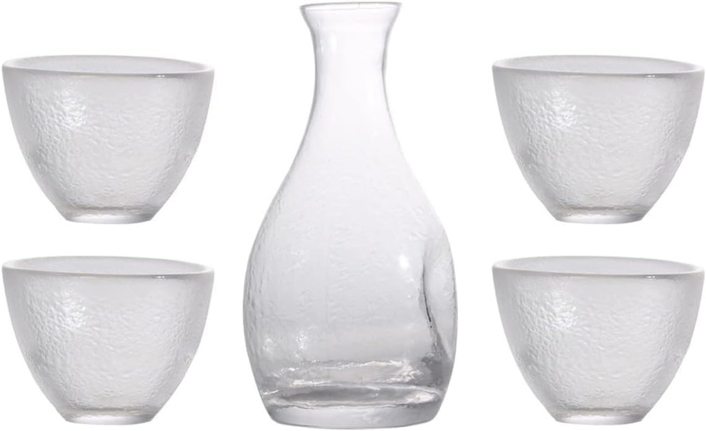 Sake Cup Set,Japanese Sake Cup,1 Set Trendy Floating Clear Glasses Service Kettle Include Birthday Warming or Sake Design Glass and Giftware Liquor Unique Simple