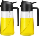 Aovdy Oil Sprayer for Cooking 16oz,2 in 1 Olive Oil Dispenser and Oil Sprayer - 470ml Olive Bottle Spray and Pour - Glass Oil Dispenser for Kitchen Cooking Salad BBQ (2PCS-Black)