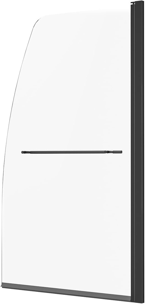 Happybuy Frameless Bathtub Shower Door, 34 in. W x 55 in. H, Half Shower Door for Bathtub, 180° Rotatable Tempered Glass Door, Half Shower Door with 1/4 in Tempered Glass Bathroom Shower Screen, Black