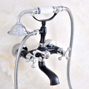 Faucet Black Silver Wall Mount Bathtub Tub Mixers Two Cross Handles Bathroom Bath Shower Faucet with Handshower
