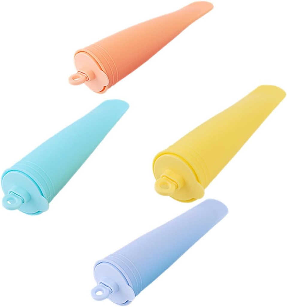 4pcs Food-grade Silicone Ice Cream Mold with Handles Reusable Popsicle Maker for Homemade Chilled Treats Smooth-edged Non-toxic Ice Making Mold for Family and Dessert Shops