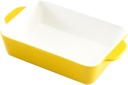 Garneck Oven Safe Baking Tray Yellow Bakeware for Microwave Oven Use Pottery Baking Pan for Casseroles Lasagna