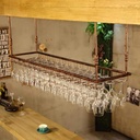 Wine Bottle Rack Wall Mounted Wine Glass Holder Champagne Glass Rack for Bar Kitchen Wine Cellar Stylish Storage Solution L90*W35cm