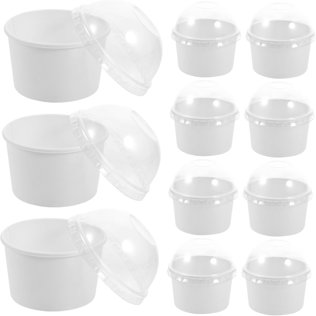 VALICLUD 50 Set Yogurt Parfait Containers with Dome Lid Paper Dessert Cups for Ice Cream Pastries Snacks for Parties Catering Home Use