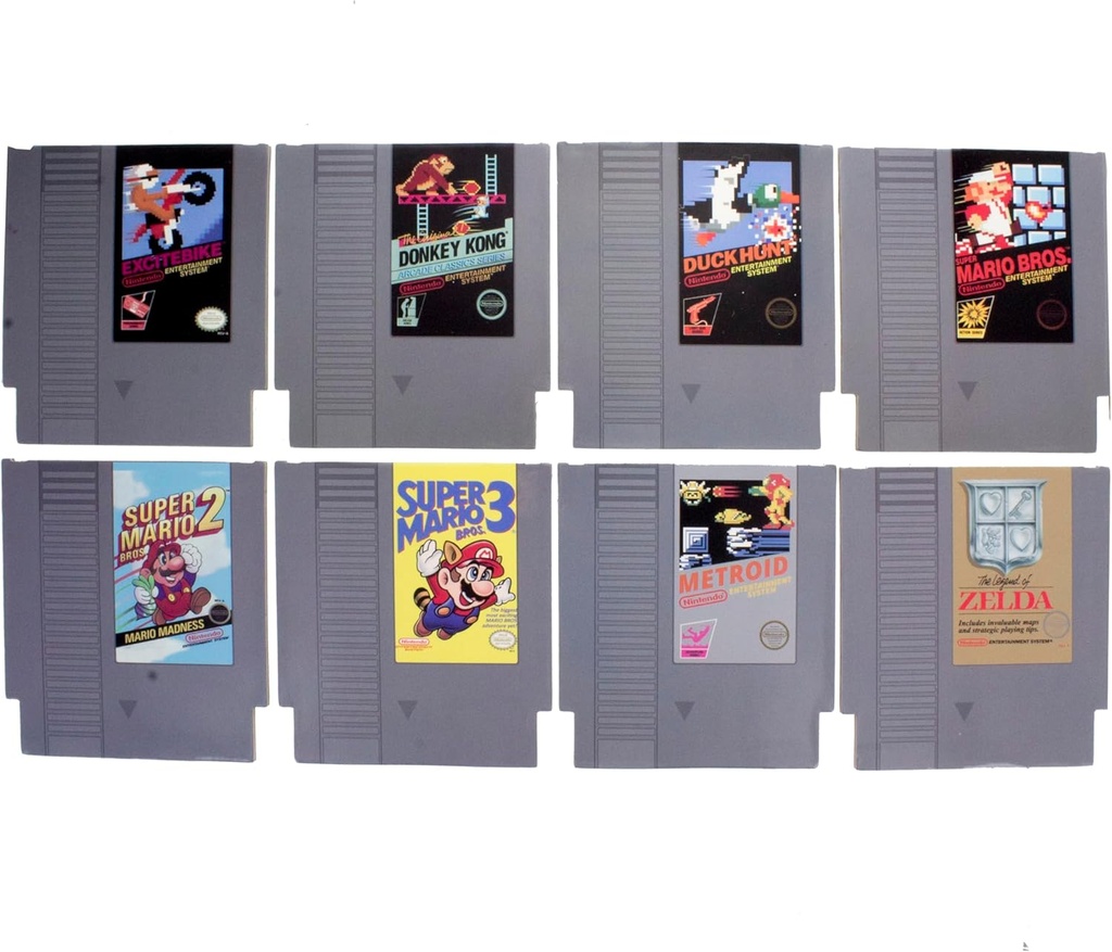 Paladone Nintendo NES Cartridge Retro Drink Coasters for Gamers - Set of 8 - Featuring Donkey Kong, Legend of Zelda, Super Mario, and More Classic Games