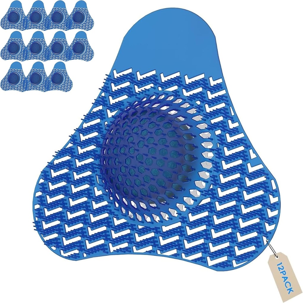 Urinal Screen Deodorizer, Urinal Cakes with 3D Anti-Splash Long Bristles, Male Urinal Mats Pads with Odor Protection for Men Toilets Bathroom (12 Packs)