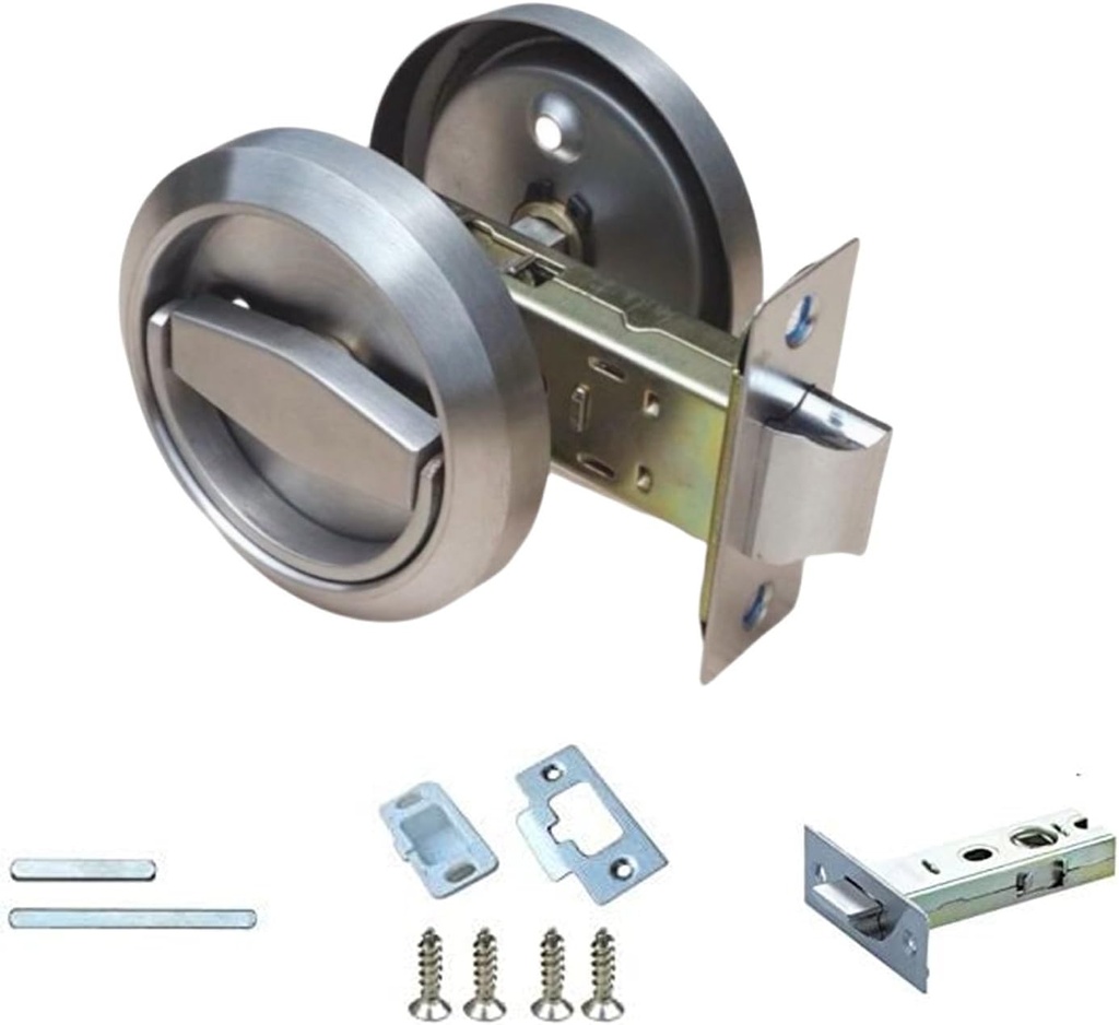 Stainless Steel 304 Door Lockers Doorknobs Ring Doors Pulls Furniture Corridor Hidden Recessed Install Cup Door Lock Privacy Sliding Door Latch Locks Pack of 1