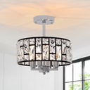 Black and Chrome Crystal Ceiling Light Fixture, Modern Semi Flush Mount Ceiling Light, 4-Light Crystal Close to Ceiling Lighting for Kitchen Bedroom Bathroom Entryway, 11.22 lnch