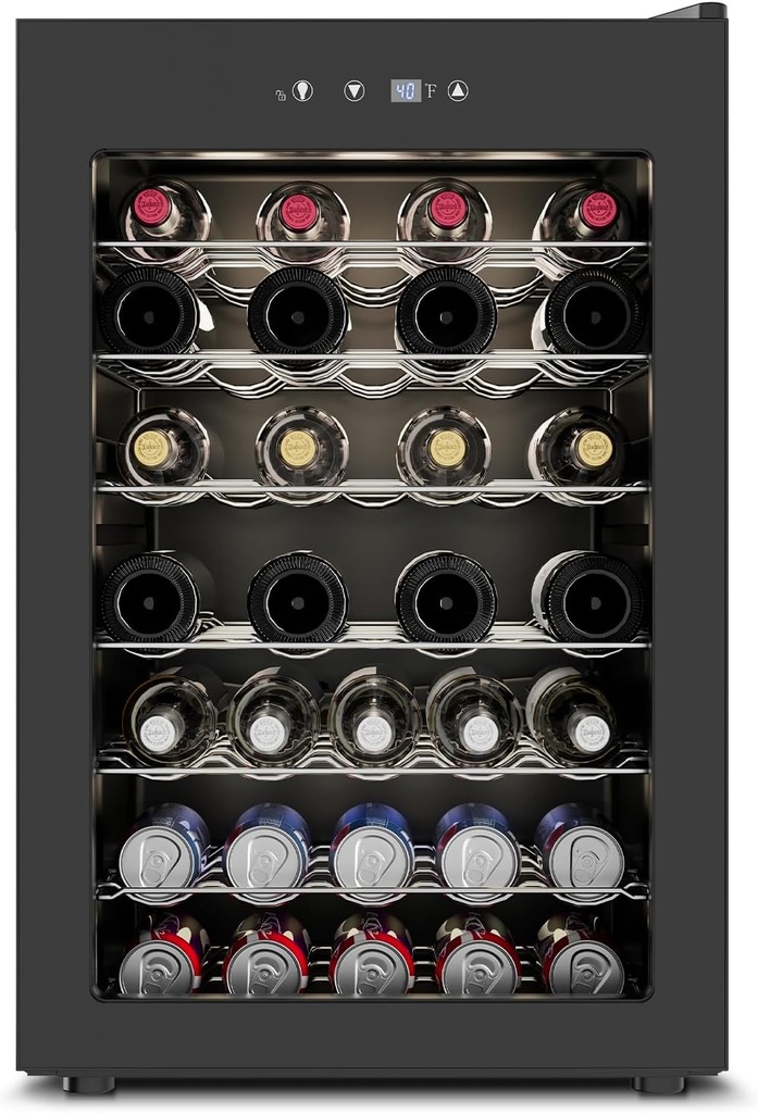 Wine Cooler Refrigerator - 45 Bottle Mini Wine Fridge with Glass Door for Beer Soda Water Drink, Small Wine Cellar Beverage Refrigerator for Bedroom Office Home Bar Dorm, 4.5 Cu.Ft (Black)