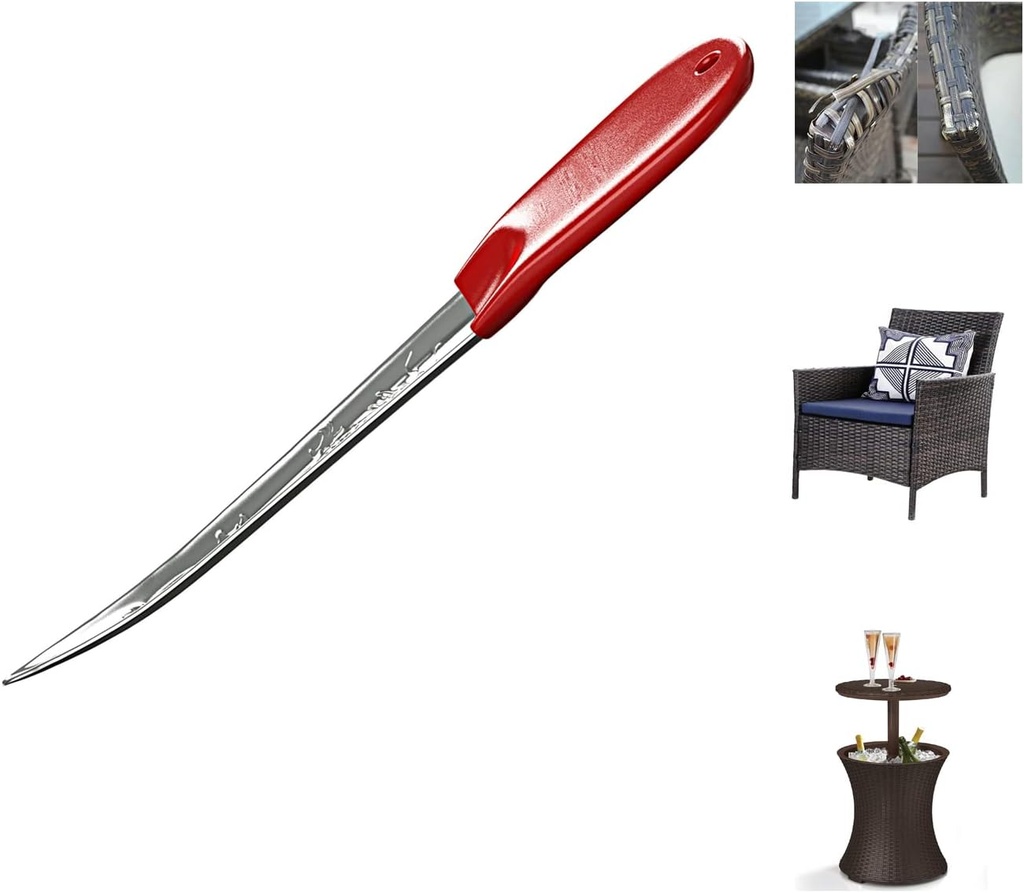 Wicker Repair Tool, Stainless Steel Prying Tool with Silicone Handle Cover, Dragon Pattern No Metal Burrs Rattan Pick for Patio Furniture Basket Fix/Webbing-30