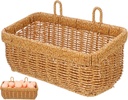 ABOOFAN Large Woven Hanging Basket for Kitchen Storage Wall Mounted Ginger Garlic Organizer with Air Circulation Multi Purpose Rustic Fruit and Flower Display Basket Easy to Install with