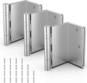 KOLET Offset Door Hinges, 3.5 Inches Expandable Door Hinges, 1/4" Radius Corner Ball Bearing Hinges, 2 Inches Widen Doorway, Smooth and Easy Installation, Brushed Nickel, 3 Packs