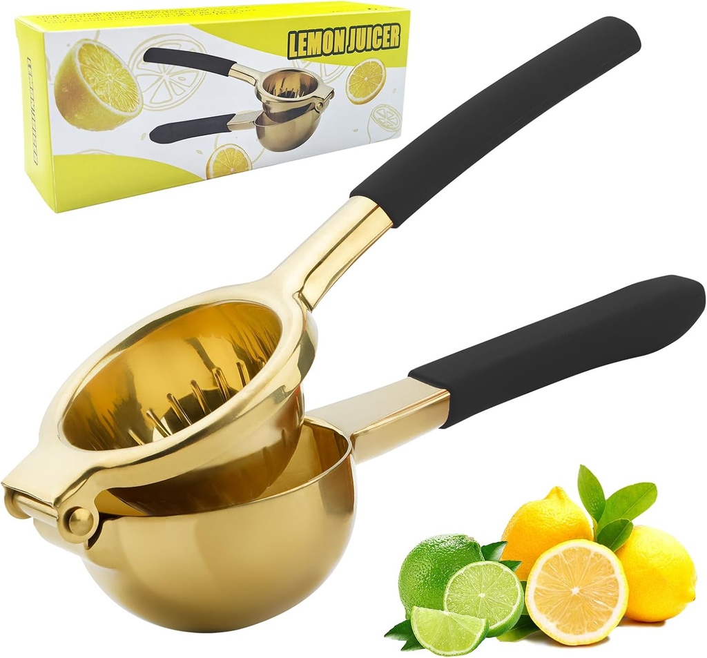 Lemon Squeezer Stainless Steel Lemon Juicer Manual Heavy Duty Lemon Juicer Pro-Grade No Seeds Citrus Juicer(Gold)