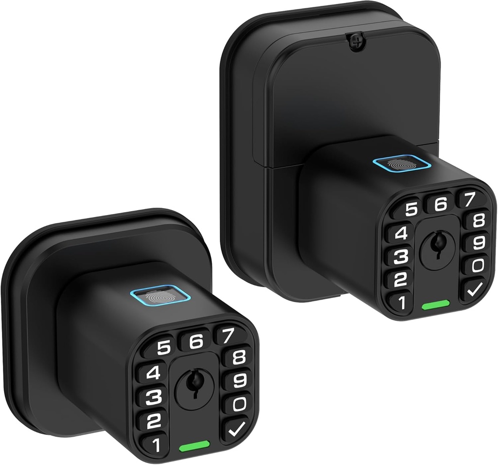 IU53 Double-Sided Fingerprint & Keypad Door Lock, All-Weather, Fully Waterproof Biometric Entry with Dual-Sided Codes, Same Key Both Sides for for Outdoor, Indoor, Gate, Fence