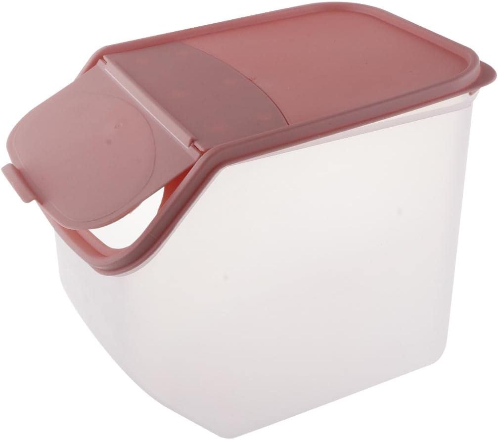 misppro Stackable Plastic Cereal Container with Lid - BPA Free - Dry Food Storage Box with Measuring Cup - for Snack Pasta or Pet-Food - Pink