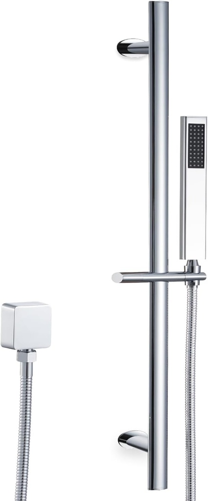 Single Spray Shower Slide Bar Hand Held Shower with Hose, Chrome Handheld Shower Head with Slide Bar, Hand Shower, Handheld Shower, Detachable Shower Head, JB-021CH