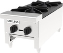 2 Burner Commercial Stock Pot Range, Heavy Duty Countertop Gas Stove, 56000 BTU, Stainless Steel Body with Cast Iron Burners, Natural Gas/Propane, 3/4" NPT