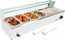 Food Warmer, 1.2KW Food Grade Stainelss Steel Commercial Food Steam Table, 19 Qt Electric Countertop Food Warmer with Adjustable Temperature for Family Gatherings Buffets