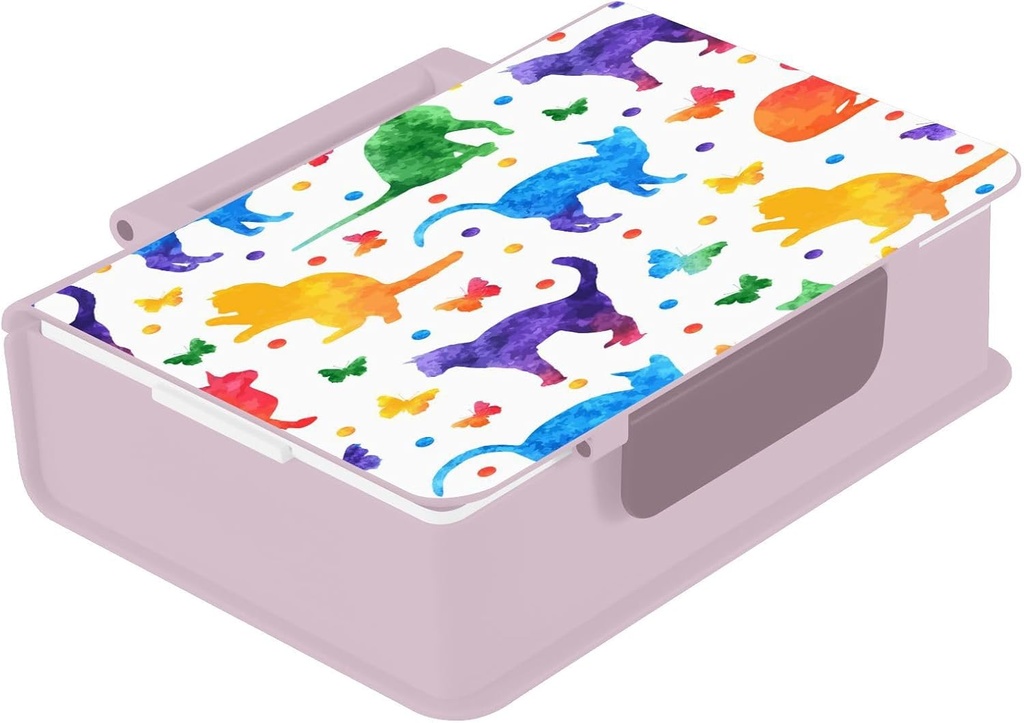 Wusikd Colorful Cats Lunch Box Watercolor Bento Box for kids Ideal Leak Proof Lunch Box Containers, Mom¡¯s Choice Kids Lunch Box Microwave and Dishwasher Safe Pink