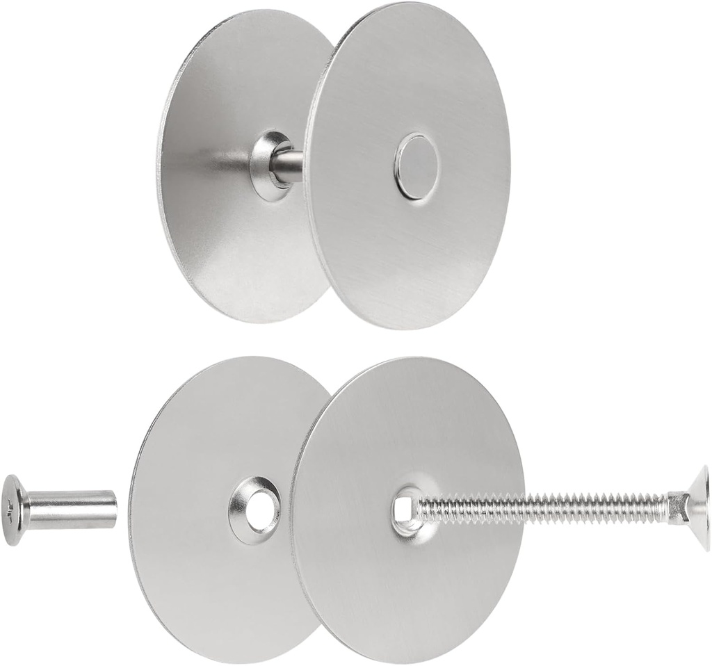 Door Knob Hole Cover Plate, 1 Pack 2-5/8" Diameter Round Heavy Duty Steel Deadbolt Cover Plate with Screws, Hole Filler Plates for Doors Holes and Locks, Silver