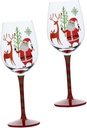 2pcs Santa Claus Crystal Wine Glasses High Stem Goblets for Christmas Party Wedding Banquet for Wine and Festive Beverages
