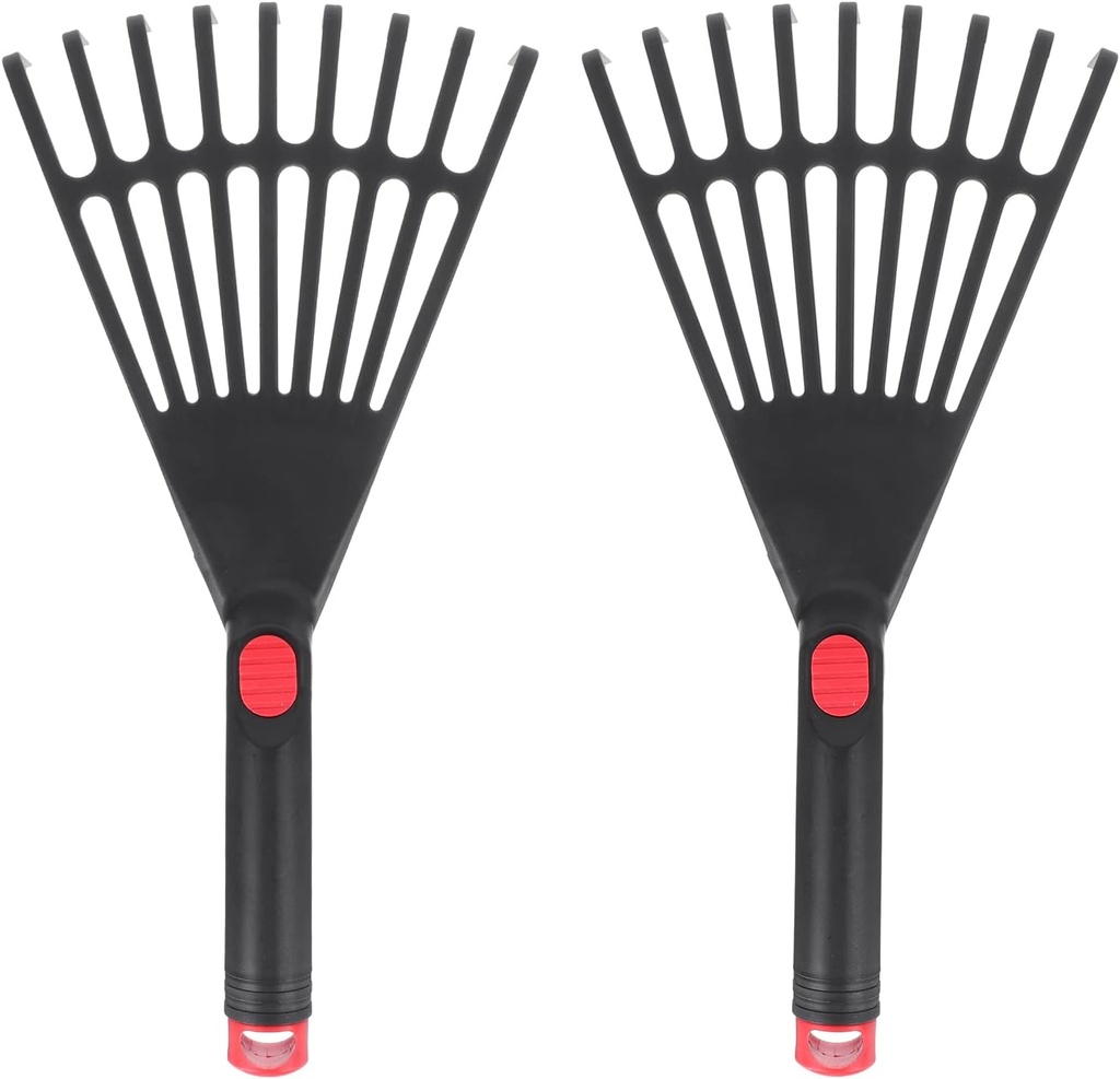 2 Pcs Garden Rake Small Short Rakes 13.4‘’ Hand Rake Plastic Garden Tools for Plantation Cultivating Loosening Soil Spreading Mulch
