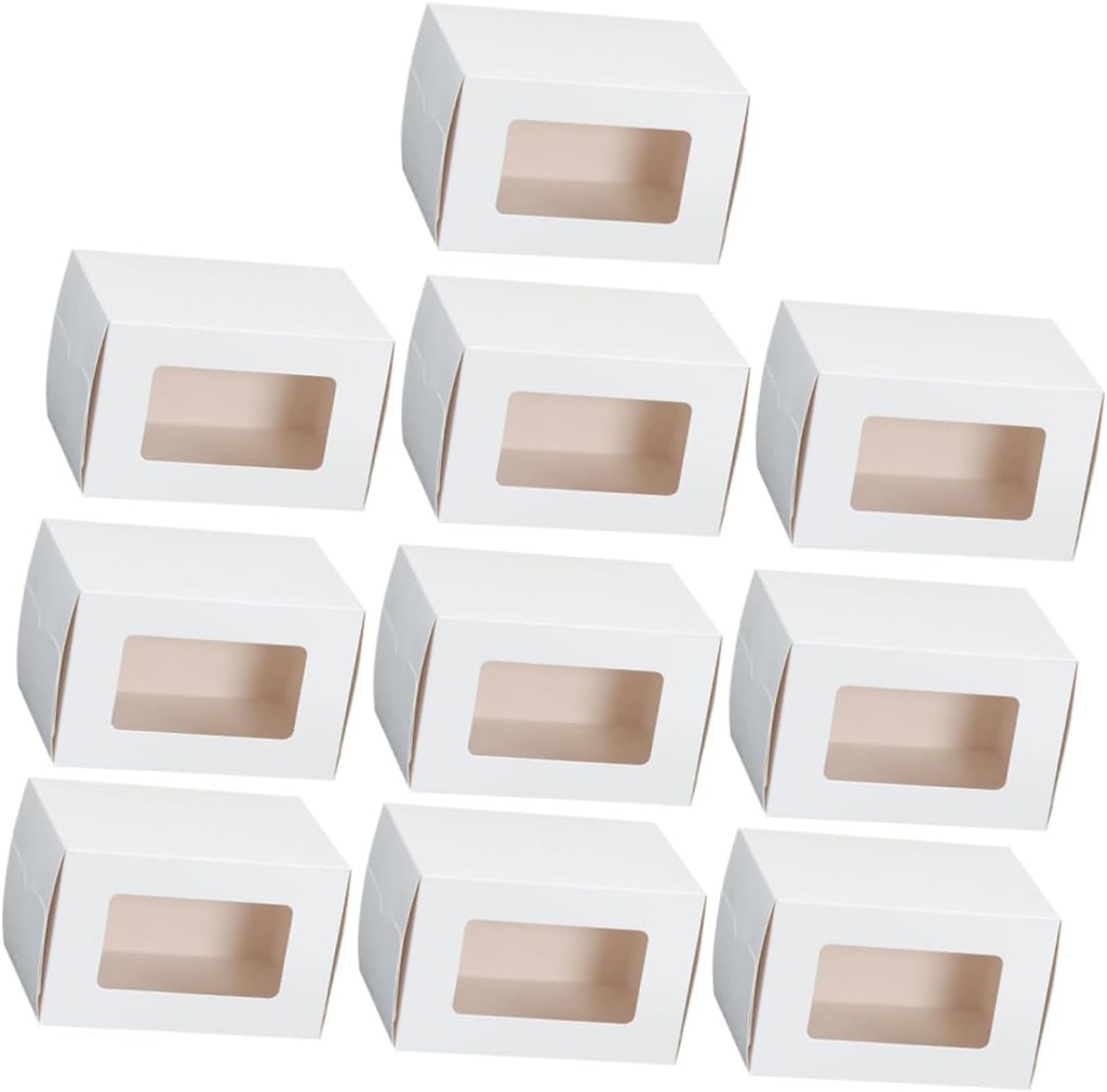 IMIKEYA 10-Piece Windowed Cake Wrapping Box Set Dessert Packaging for Baking Sturdy Cardboard Cake Case for Pies Cupcakes and Pastries