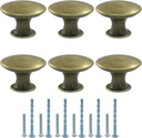 Litoexpe 6 Pcs Cabinet Knobs, Round Drawer Cupboard Kitchen Knobs with Screws, Dresser Drawer Pulls Handles for Bathroom Door Hardware, Yellow Bronze