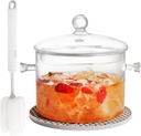 Clear Glass Pot Set for Cooking On Stove - 1.9l/67 Fl Oz Glass Cookware Simmer Pot for Safe for Pasta Noodle, Soup, Milk