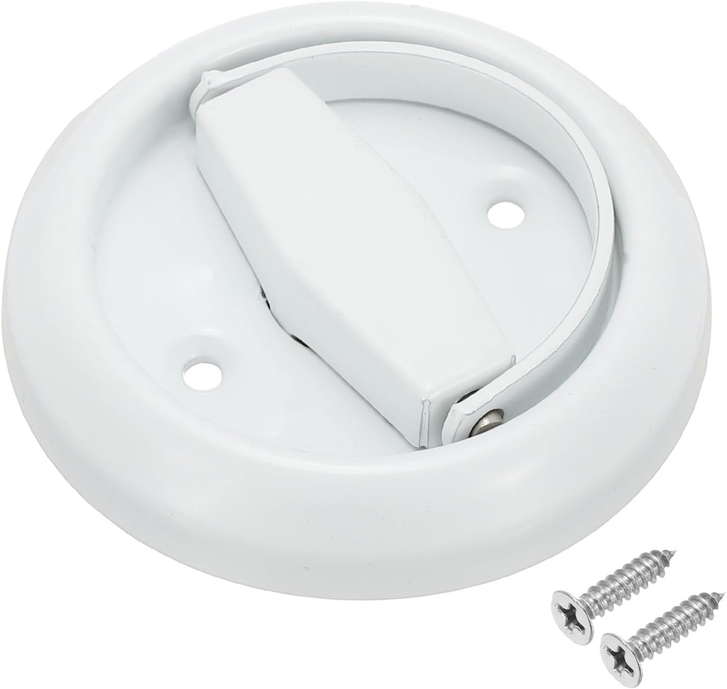 PATIKIL Recessed Sliding Door Pulls Handles 304 Stainless Steel Round Hidden Closet Finger Flush Knob with Screws for Door Drawer Wardrobe, White