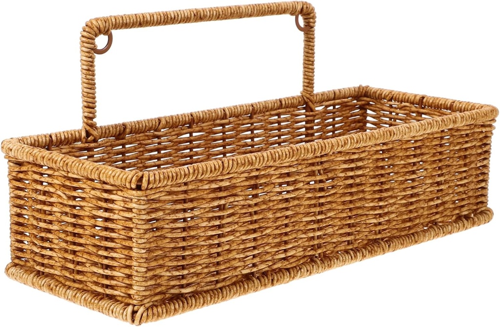 PRETYZOOM Rustic Woven Hanging Wall Basket with Imitation Rattan Texture Wall Mount Storage Organizer for Kitchen Bathroom and Home Multi Purpose Egg and Vegetable Holder