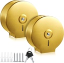 Mifoci 2 Pcs Industrial Toilet Paper Holder Commercial Roll Dispenser Wall Mount Stainless Steel Jumbo Tissue Dispenser Fits 9" Roll Toilet Paper for Office Home Public Places (Gold)