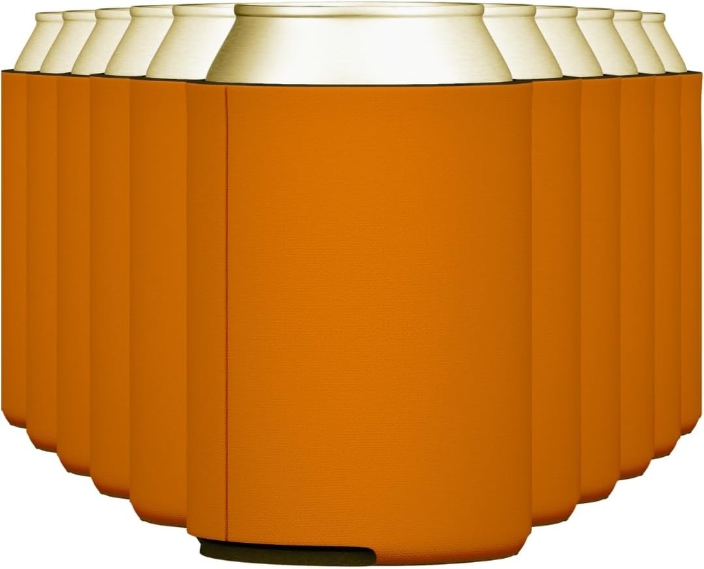 TahoeBay Blank Beer Can Cooler Sleeves Bulk Sublimation Blanks for Vinyl Plain Collapsible Foam Can Sleeves Coolers for Soda Cans and Bottles Custom Drink Holder Assorted Solid Color (Texas Orange)
