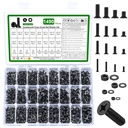 1490 Pcs M2 M3 M4 M5 Screws and Nuts Set, Countersunk Bolts and Nuts Assortment, Black Phillips Flat Head Machine Screws with Washers Set(M2 M3 M4 M5 Screw Kit, Black)